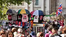 Image 3A tourist stall selling various London and United Kingdom related souvenirs on the edge of Trafalgar Square on the Strand (from Tourism in London)
