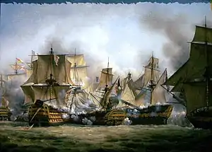The 74-gun Redoutable&nbsp;(1795) at the Battle of Trafalgar.
