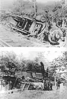 On 8 June 1906, a severe storm felled an 80-foot-tall (24&nbsp;m) elm tree, dropping it on the BR&P tracks one mile (1.6&nbsp;km) north of Pavilion. The freight train was unable to slow from its fifty-mile per hour speed before striking the tree. Both locomotives were thrown from the track, and several crew were killed.
