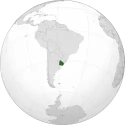 Location of&nbsp;Uruguay&nbsp;(dark green)in South America