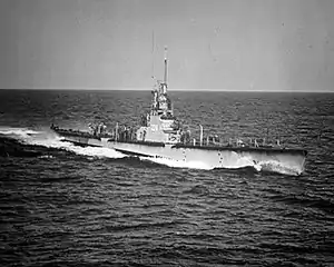 USS Cod (SS-224), about 40&nbsp;mi (64&nbsp;km) south of Block Island, R.I.,  1951 December