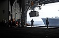 Moving pallets into the hangar of USS&nbsp;Enterprise, 2010.