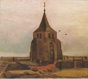 Old Church Tower at Nuenen, May 1884, oil on canvas on panel, Foundation E.G. Bührle Collection, Zürich (F88, JH490)