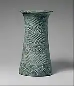 Vase with overlapping pattern and three bands of palm trees; mid- to late 3rd millennium BC; chlorite; height: 23.5&nbsp;cm; Metropolitan Museum of Art