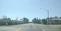 View down Highway 31 in Manderson, Wyoming