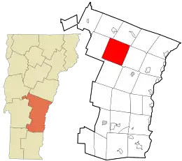 Location in Windsor County and the state of Vermont