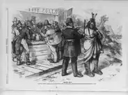 1871 Nast cartoon: "Move on! Has the Native American no rights that the naturalized American is bound to respect?"